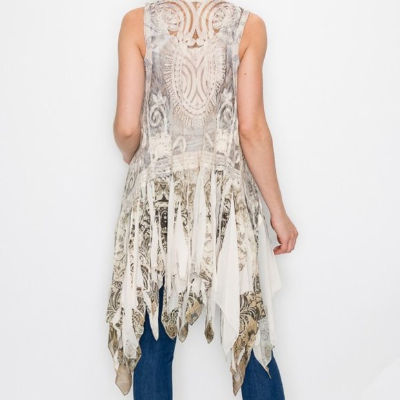 NEW ORIGAMI CHIFFON BOHEMIAN VEST western shabby chic SM-4X kimono duster wrap - Picture 2 of 6